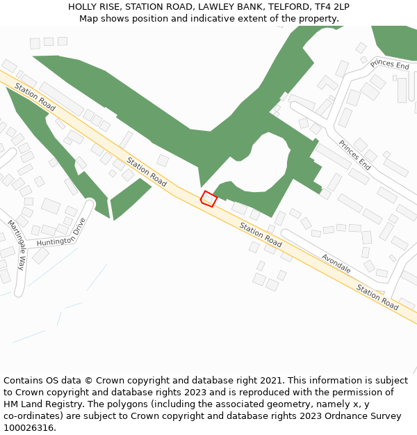 HOLLY RISE, STATION ROAD, LAWLEY BANK, TELFORD, TF4 2LP: Location map and indicative extent of plot