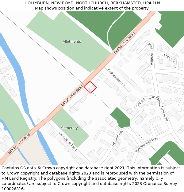 HOLLYBURN, NEW ROAD, NORTHCHURCH, BERKHAMSTED, HP4 1LN: Location map and indicative extent of plot