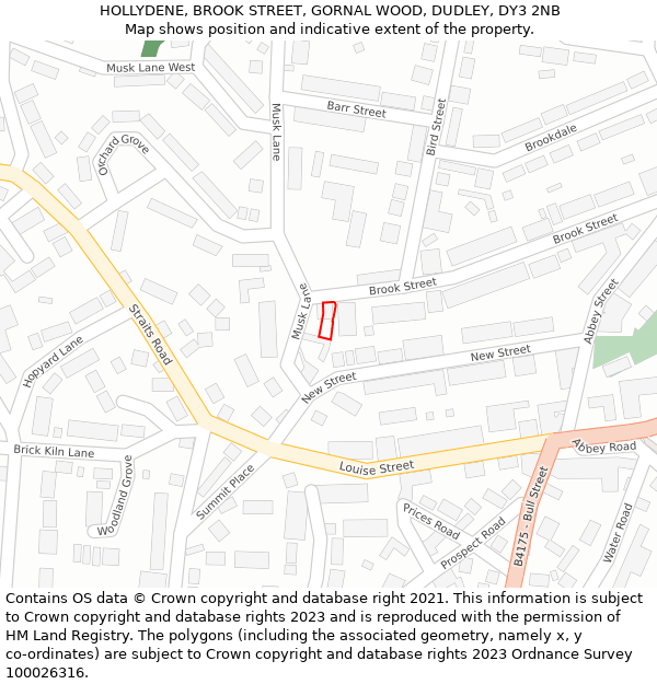 HOLLYDENE, BROOK STREET, GORNAL WOOD, DUDLEY, DY3 2NB: Location map and indicative extent of plot