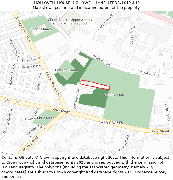 HOLLYWELL HOUSE, HOLLYWELL LANE, LEEDS, LS12 3HP: Location map and indicative extent of plot