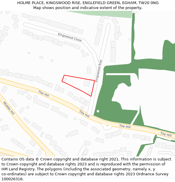 HOLME PLACE, KINGSWOOD RISE, ENGLEFIELD GREEN, EGHAM, TW20 0NG: Location map and indicative extent of plot