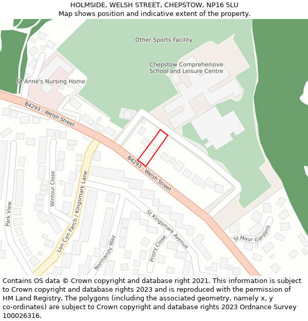 HOLMSIDE, WELSH STREET, CHEPSTOW, NP16 5LU: Location map and indicative extent of plot