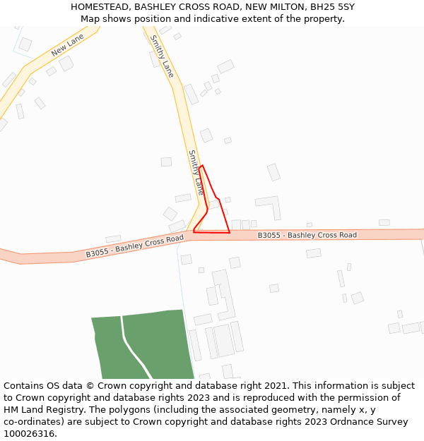 HOMESTEAD, BASHLEY CROSS ROAD, NEW MILTON, BH25 5SY: Location map and indicative extent of plot