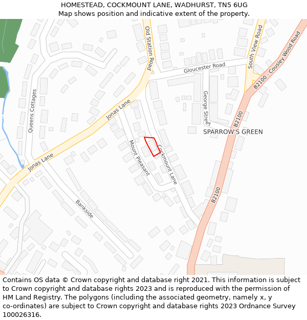 HOMESTEAD, COCKMOUNT LANE, WADHURST, TN5 6UG: Location map and indicative extent of plot