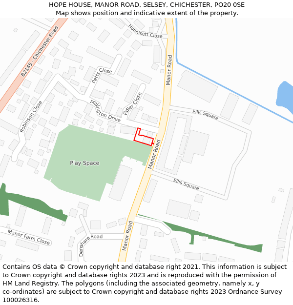 HOPE HOUSE, MANOR ROAD, SELSEY, CHICHESTER, PO20 0SE: Location map and indicative extent of plot