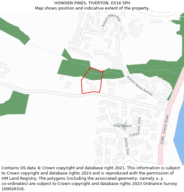 HOWDEN PINES, TIVERTON, EX16 5PH: Location map and indicative extent of plot