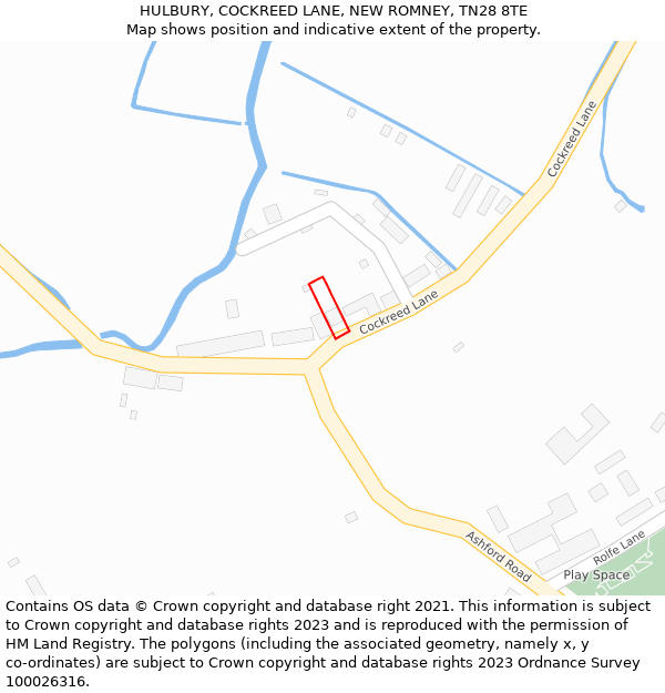 HULBURY, COCKREED LANE, NEW ROMNEY, TN28 8TE: Location map and indicative extent of plot