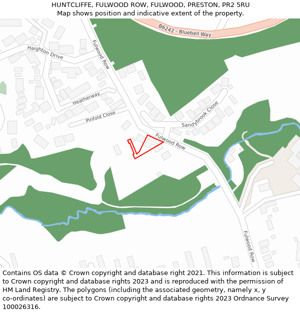 HUNTCLIFFE, FULWOOD ROW, FULWOOD, PRESTON, PR2 5RU: Location map and indicative extent of plot