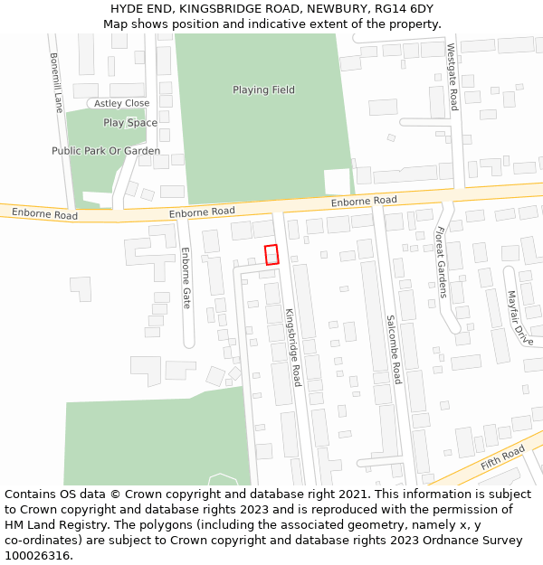 HYDE END, KINGSBRIDGE ROAD, NEWBURY, RG14 6DY: Location map and indicative extent of plot