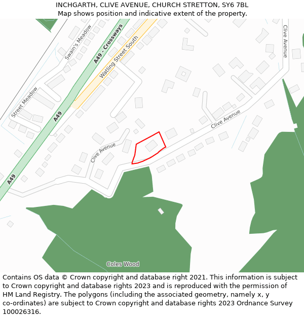 INCHGARTH, CLIVE AVENUE, CHURCH STRETTON, SY6 7BL: Location map and indicative extent of plot