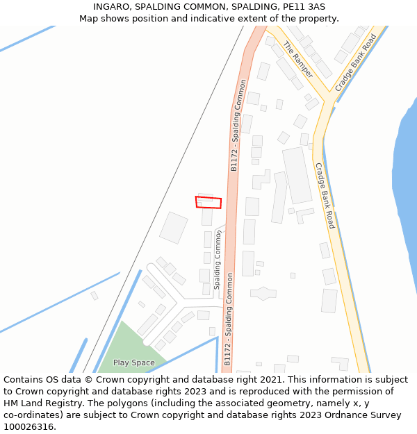 INGARO, SPALDING COMMON, SPALDING, PE11 3AS: Location map and indicative extent of plot