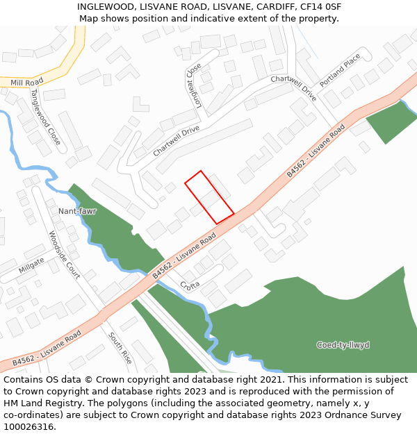 INGLEWOOD, LISVANE ROAD, LISVANE, CARDIFF, CF14 0SF: Location map and indicative extent of plot