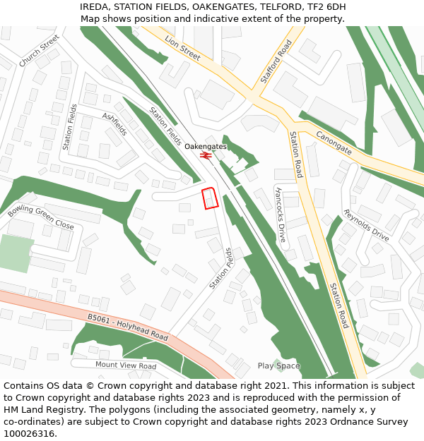 IREDA, STATION FIELDS, OAKENGATES, TELFORD, TF2 6DH: Location map and indicative extent of plot