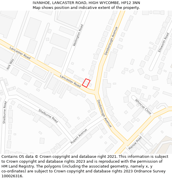 IVANHOE, LANCASTER ROAD, HIGH WYCOMBE, HP12 3NN: Location map and indicative extent of plot