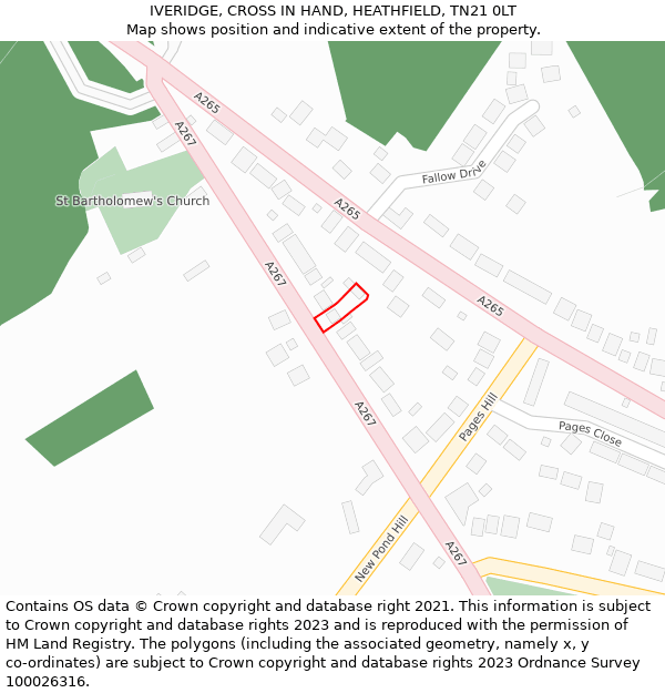 IVERIDGE, CROSS IN HAND, HEATHFIELD, TN21 0LT: Location map and indicative extent of plot