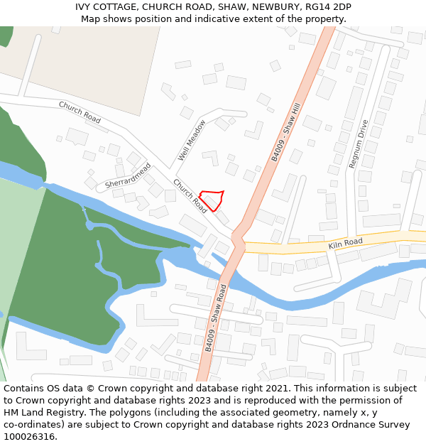 IVY COTTAGE, CHURCH ROAD, SHAW, NEWBURY, RG14 2DP: Location map and indicative extent of plot
