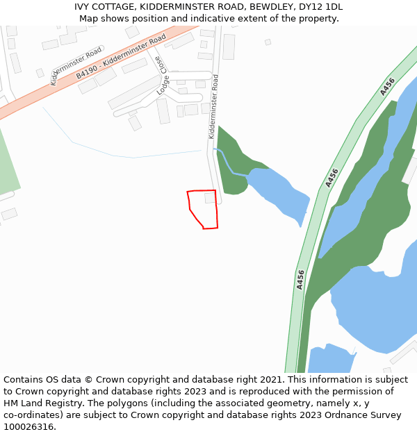 IVY COTTAGE, KIDDERMINSTER ROAD, BEWDLEY, DY12 1DL: Location map and indicative extent of plot