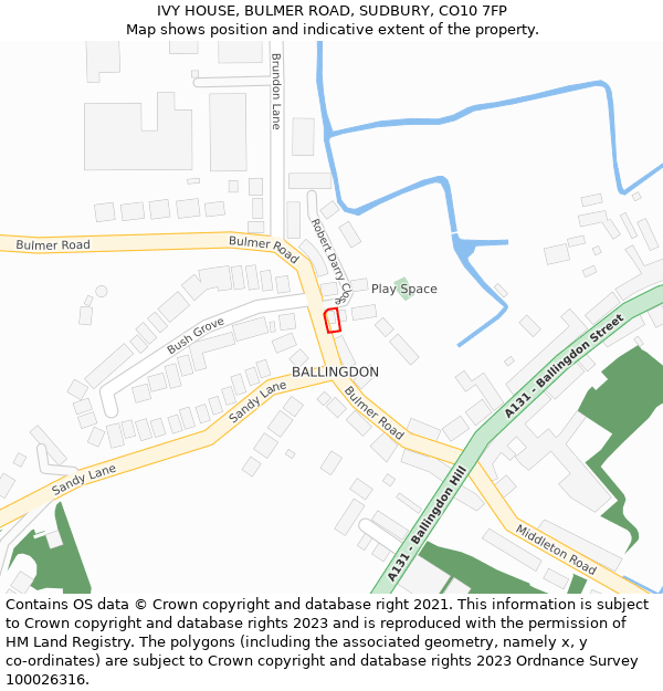 IVY HOUSE, BULMER ROAD, SUDBURY, CO10 7FP: Location map and indicative extent of plot