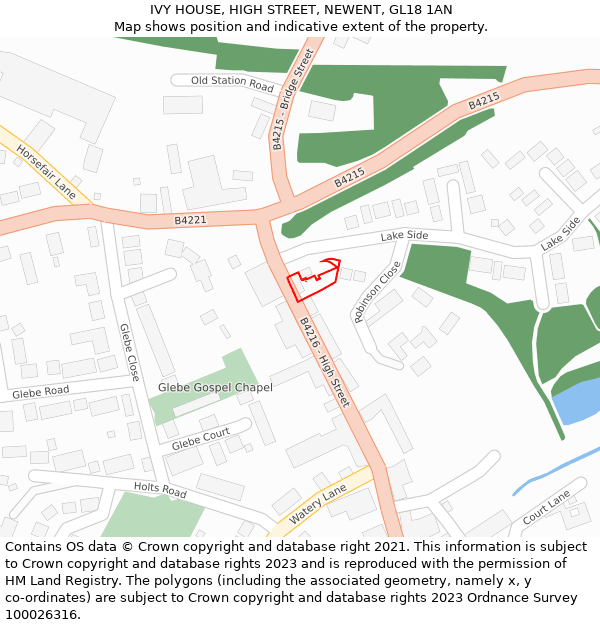 IVY HOUSE, HIGH STREET, NEWENT, GL18 1AN: Location map and indicative extent of plot