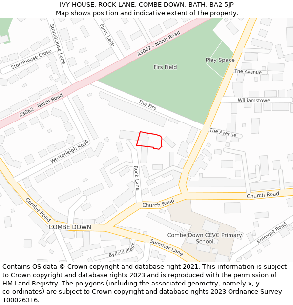 IVY HOUSE, ROCK LANE, COMBE DOWN, BATH, BA2 5JP: Location map and indicative extent of plot