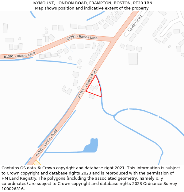 IVYMOUNT, LONDON ROAD, FRAMPTON, BOSTON, PE20 1BN: Location map and indicative extent of plot