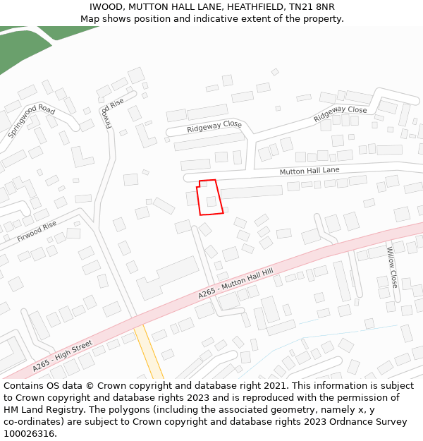 IWOOD, MUTTON HALL LANE, HEATHFIELD, TN21 8NR: Location map and indicative extent of plot