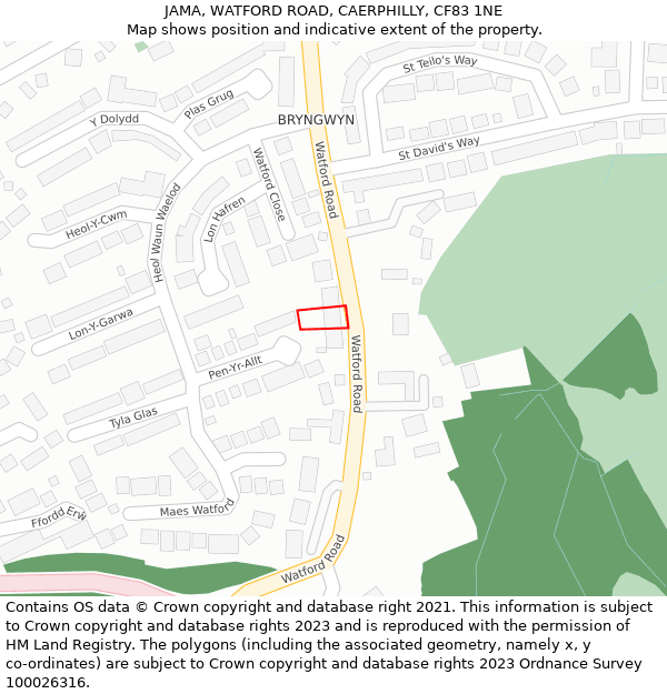 JAMA, WATFORD ROAD, CAERPHILLY, CF83 1NE: Location map and indicative extent of plot