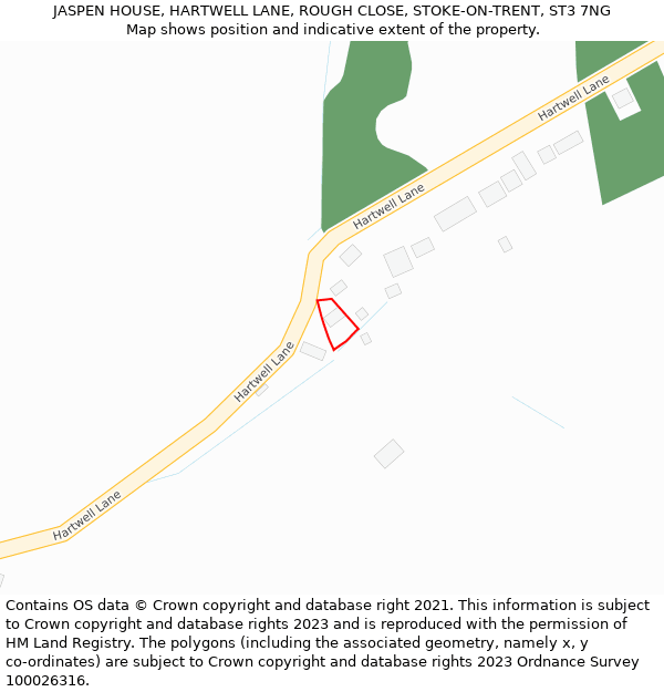 JASPEN HOUSE, HARTWELL LANE, ROUGH CLOSE, STOKE-ON-TRENT, ST3 7NG: Location map and indicative extent of plot