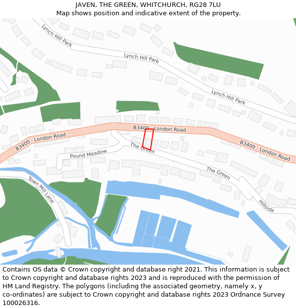 JAVEN, THE GREEN, WHITCHURCH, RG28 7LU: Location map and indicative extent of plot