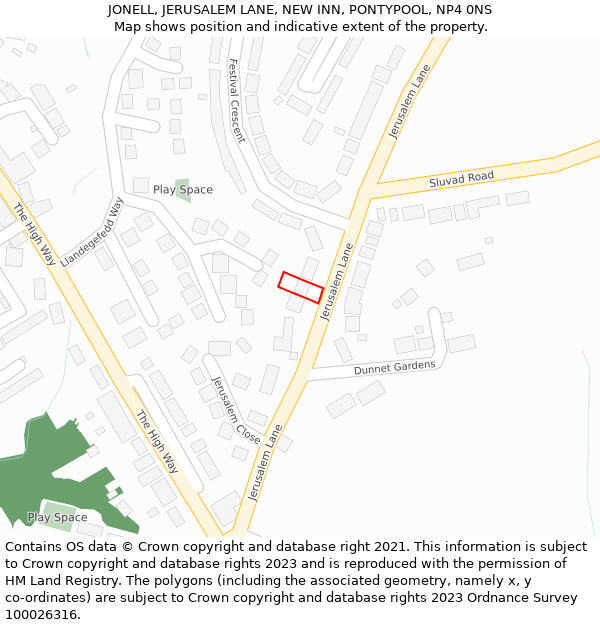 JONELL, JERUSALEM LANE, NEW INN, PONTYPOOL, NP4 0NS: Location map and indicative extent of plot