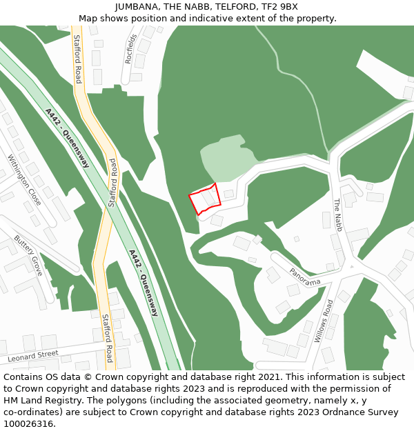 JUMBANA, THE NABB, TELFORD, TF2 9BX: Location map and indicative extent of plot
