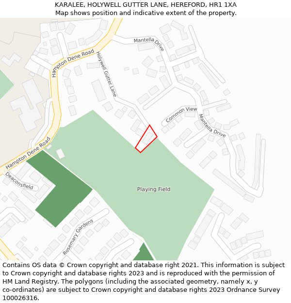 KARALEE, HOLYWELL GUTTER LANE, HEREFORD, HR1 1XA: Location map and indicative extent of plot