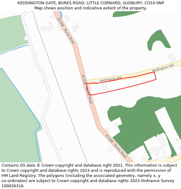 KEDDINGTON GATE, BURES ROAD, LITTLE CORNARD, SUDBURY, CO10 0NP: Location map and indicative extent of plot