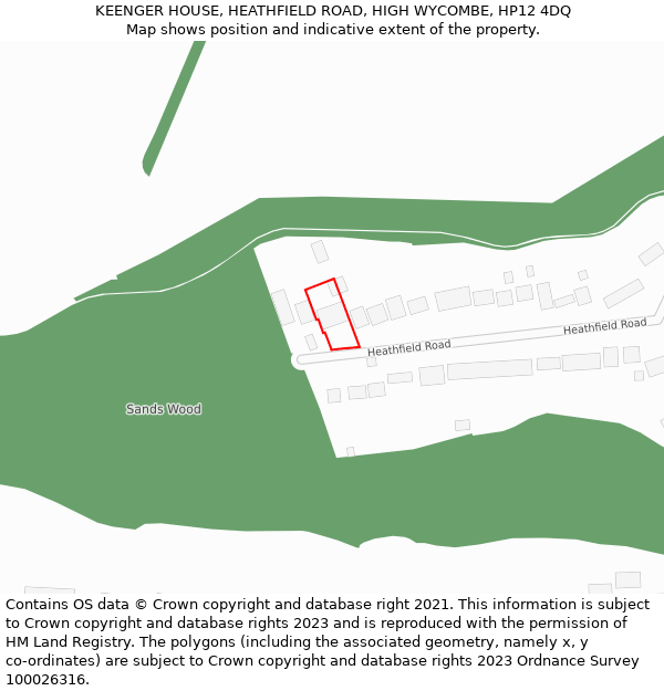 KEENGER HOUSE, HEATHFIELD ROAD, HIGH WYCOMBE, HP12 4DQ: Location map and indicative extent of plot