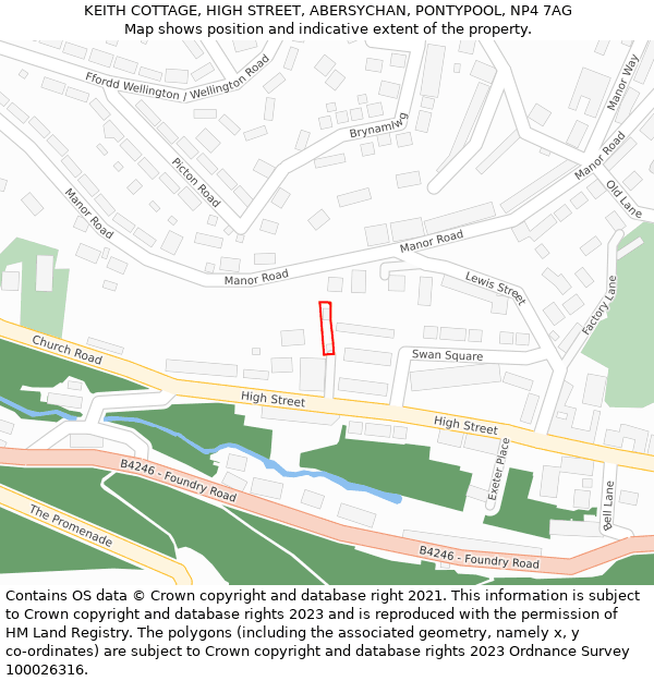 KEITH COTTAGE, HIGH STREET, ABERSYCHAN, PONTYPOOL, NP4 7AG: Location map and indicative extent of plot