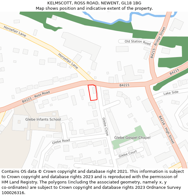 KELMSCOTT, ROSS ROAD, NEWENT, GL18 1BG: Location map and indicative extent of plot