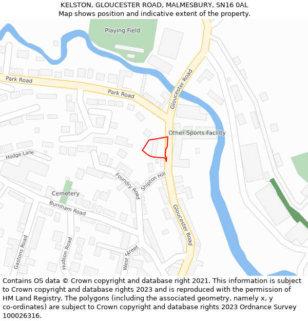 KELSTON, GLOUCESTER ROAD, MALMESBURY, SN16 0AL: Location map and indicative extent of plot