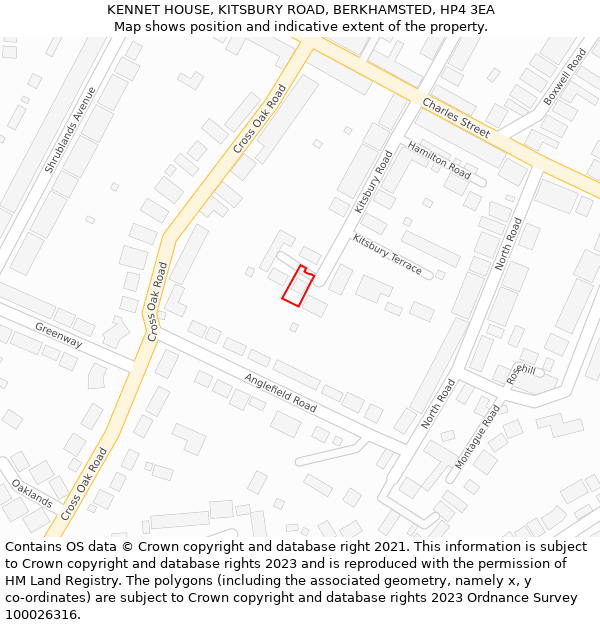 KENNET HOUSE, KITSBURY ROAD, BERKHAMSTED, HP4 3EA: Location map and indicative extent of plot