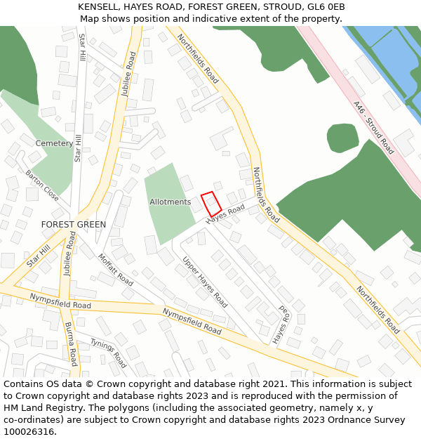KENSELL, HAYES ROAD, FOREST GREEN, STROUD, GL6 0EB: Location map and indicative extent of plot