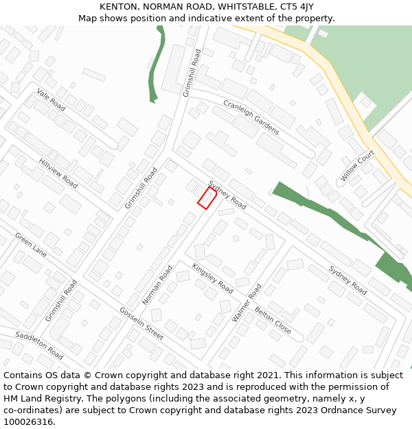 KENTON, NORMAN ROAD, WHITSTABLE, CT5 4JY: Location map and indicative extent of plot