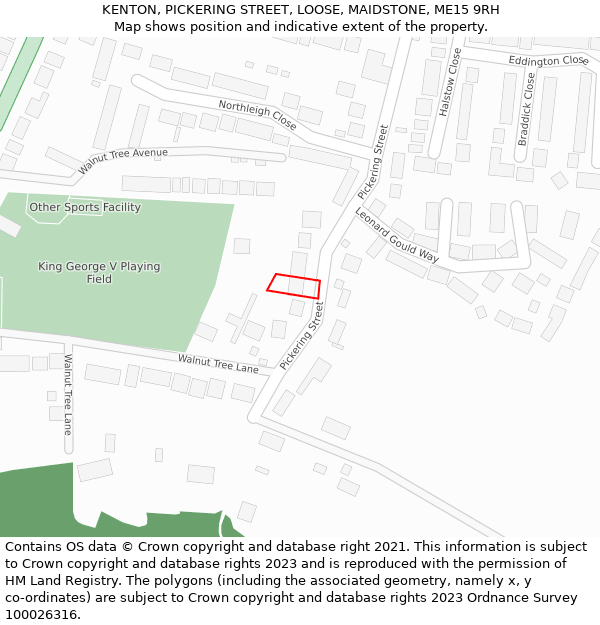 KENTON, PICKERING STREET, LOOSE, MAIDSTONE, ME15 9RH: Location map and indicative extent of plot