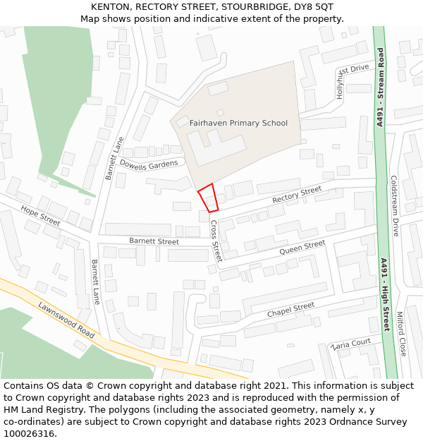 KENTON, RECTORY STREET, STOURBRIDGE, DY8 5QT: Location map and indicative extent of plot