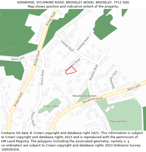 KENWOOD, SYCAMORE ROAD, BROSELEY WOOD, BROSELEY, TF12 5QG: Location map and indicative extent of plot