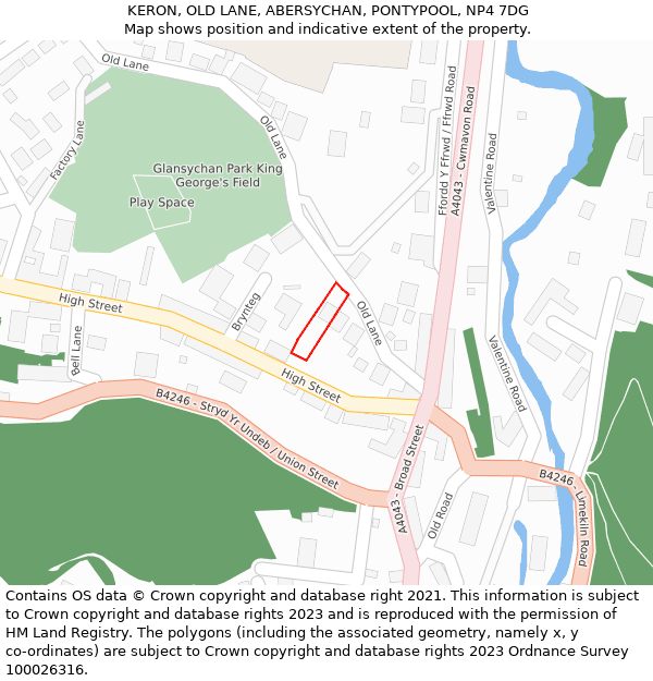 KERON, OLD LANE, ABERSYCHAN, PONTYPOOL, NP4 7DG: Location map and indicative extent of plot