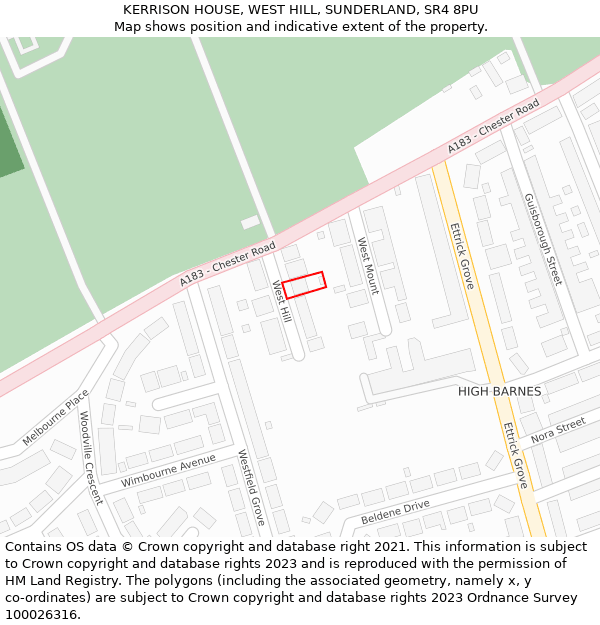 KERRISON HOUSE, WEST HILL, SUNDERLAND, SR4 8PU: Location map and indicative extent of plot