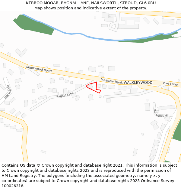 KERROO MOOAR, RAGNAL LANE, NAILSWORTH, STROUD, GL6 0RU: Location map and indicative extent of plot