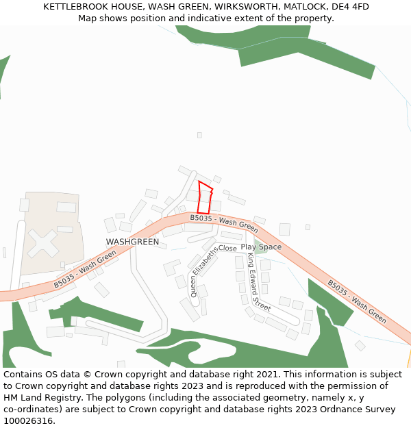KETTLEBROOK HOUSE, WASH GREEN, WIRKSWORTH, MATLOCK, DE4 4FD: Location map and indicative extent of plot