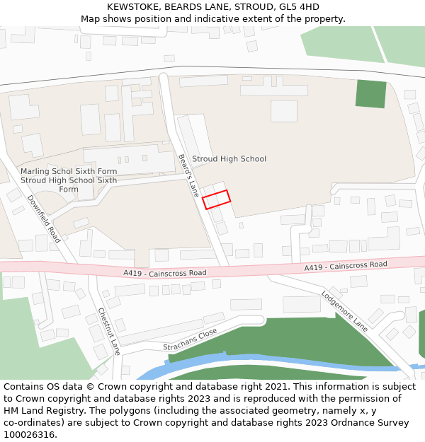 KEWSTOKE, BEARDS LANE, STROUD, GL5 4HD: Location map and indicative extent of plot