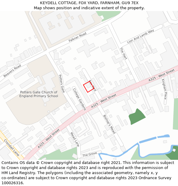 KEYDELL COTTAGE, FOX YARD, FARNHAM, GU9 7EX: Location map and indicative extent of plot