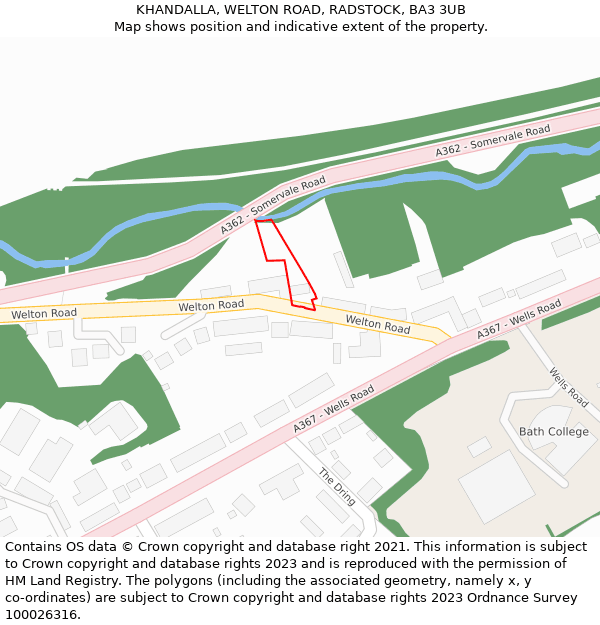 KHANDALLA, WELTON ROAD, RADSTOCK, BA3 3UB: Location map and indicative extent of plot